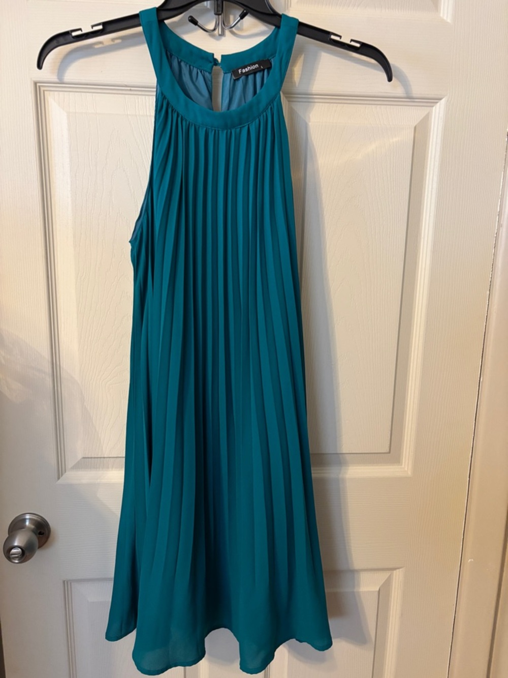 Fashion Brand Company Teal Pleated Halter Midi Dress